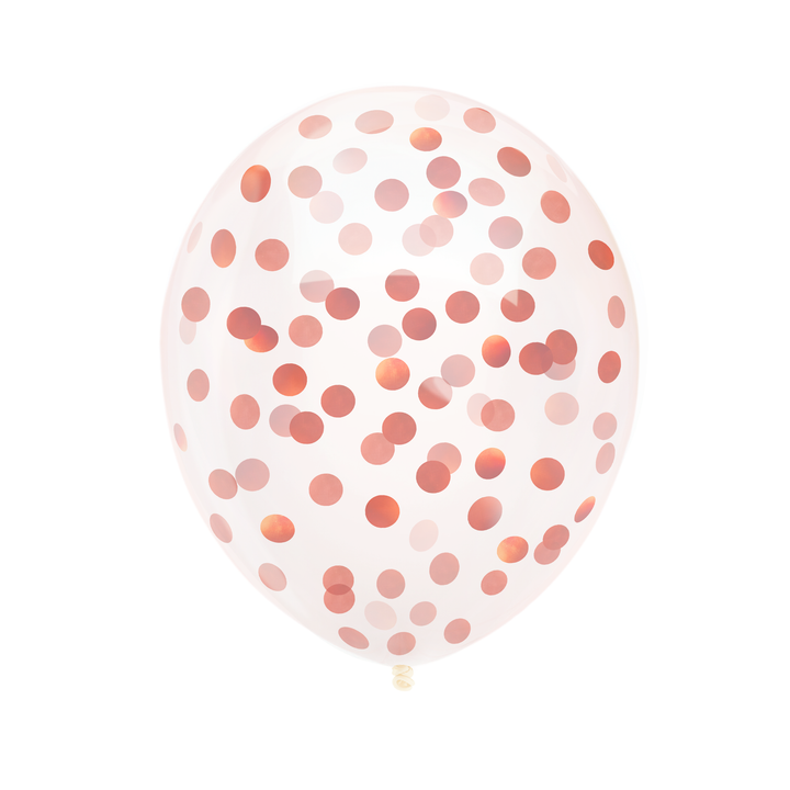 Balony przezroczyste z konfetti rose gold 12cali 100szt.