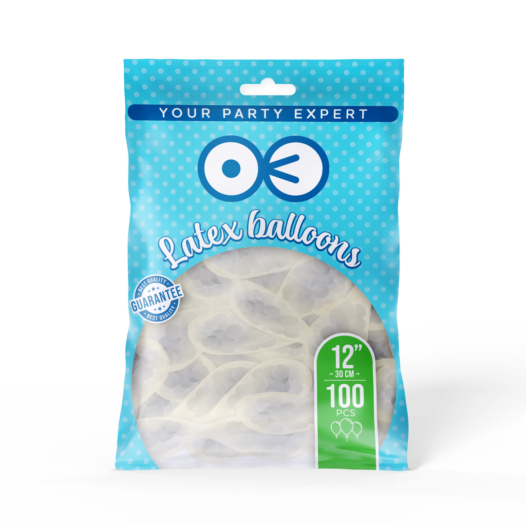 Balony przezroczyste z konfetti srebrnym 12cali 100szt.