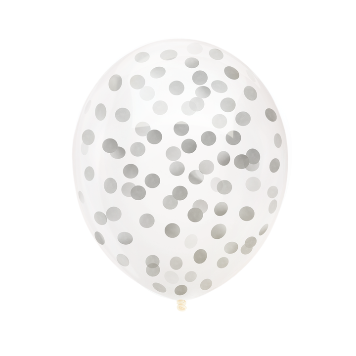 Balony przezroczyste z konfetti srebrnym 12cali 100szt.