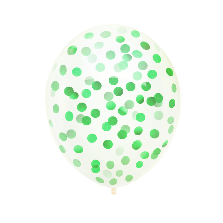 Balony przezroczyste z konfetti zielonym 12cali 100szt.