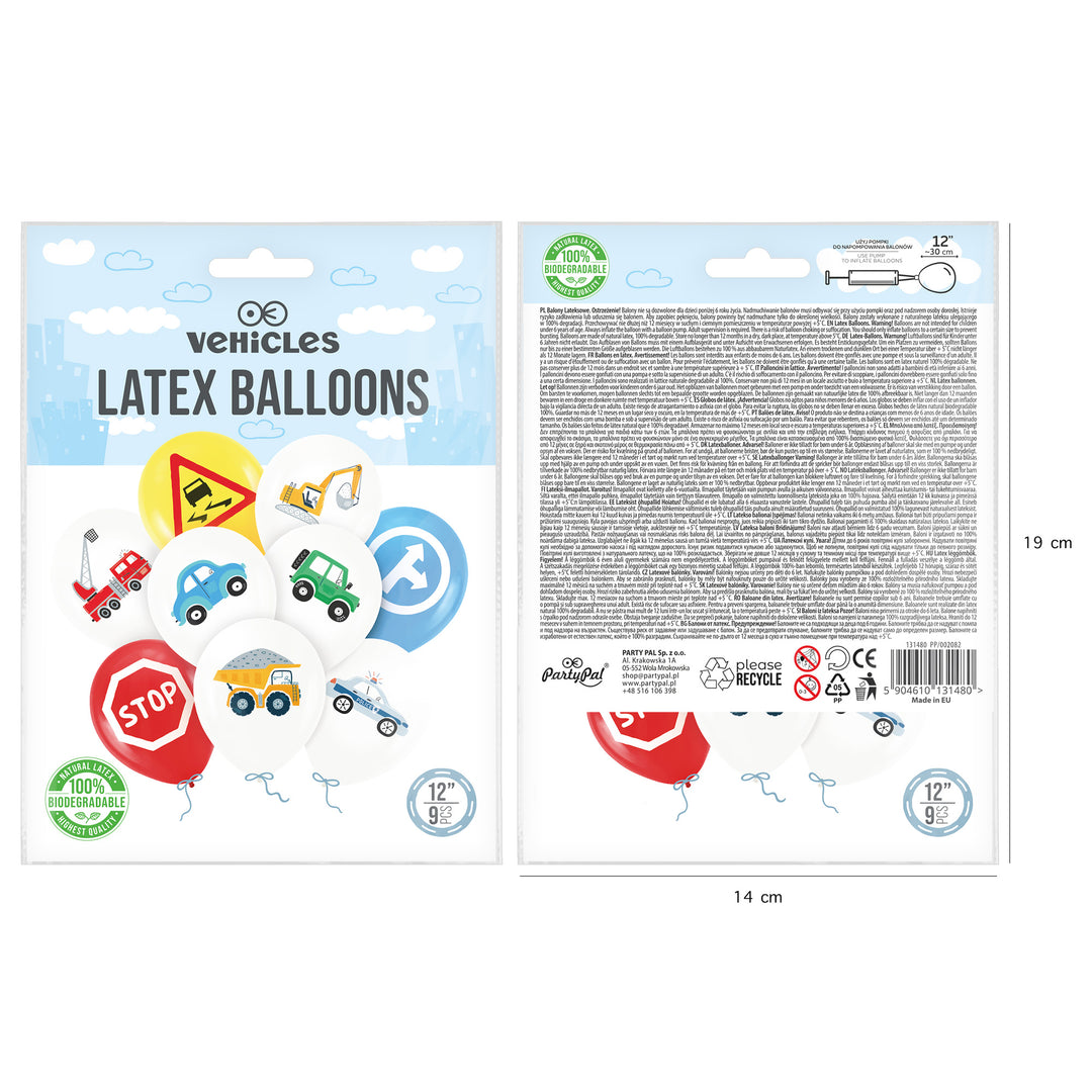 Balony lateksowe z kolekcji Auta - opakowanie