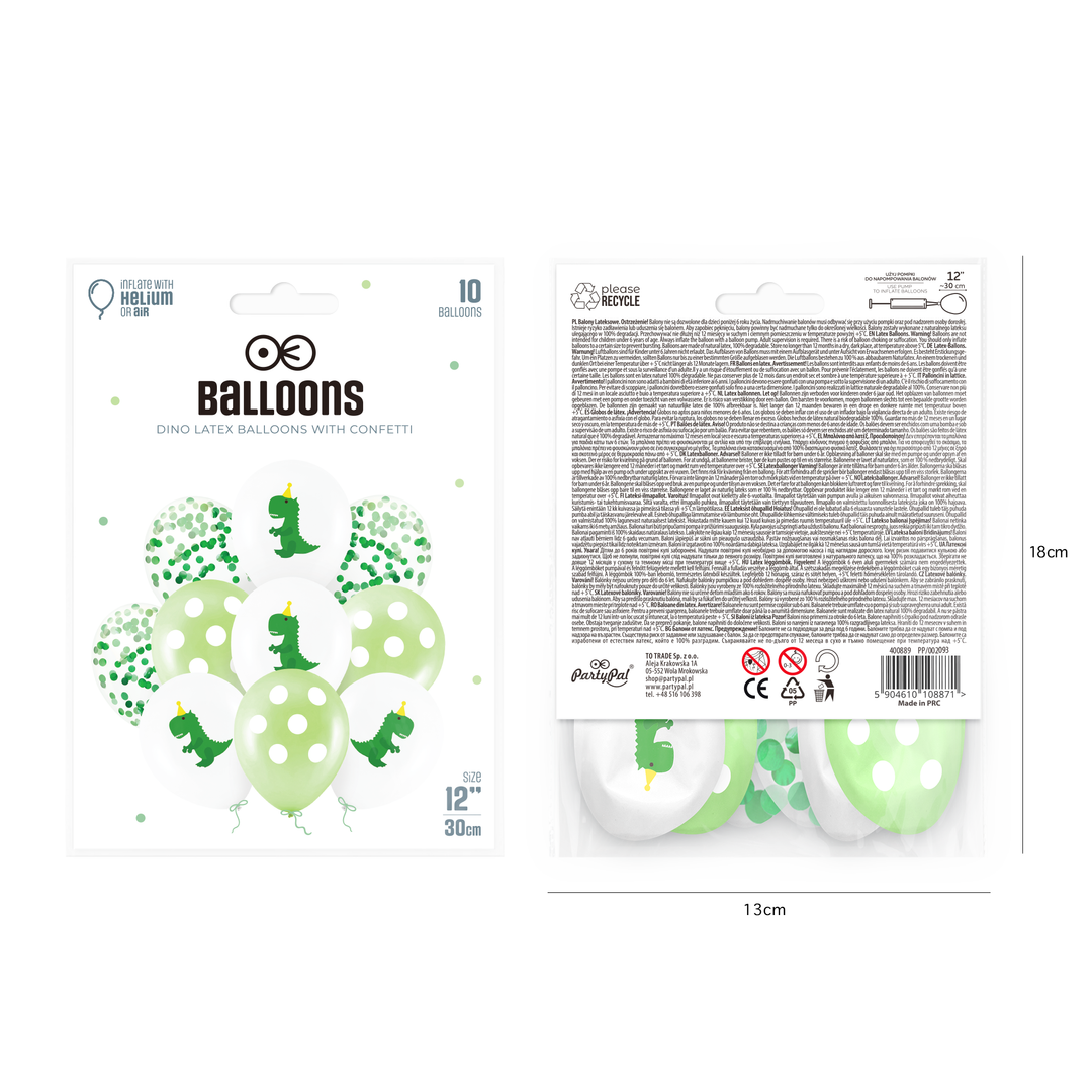 Balony Dinozaury 12cali 10szt