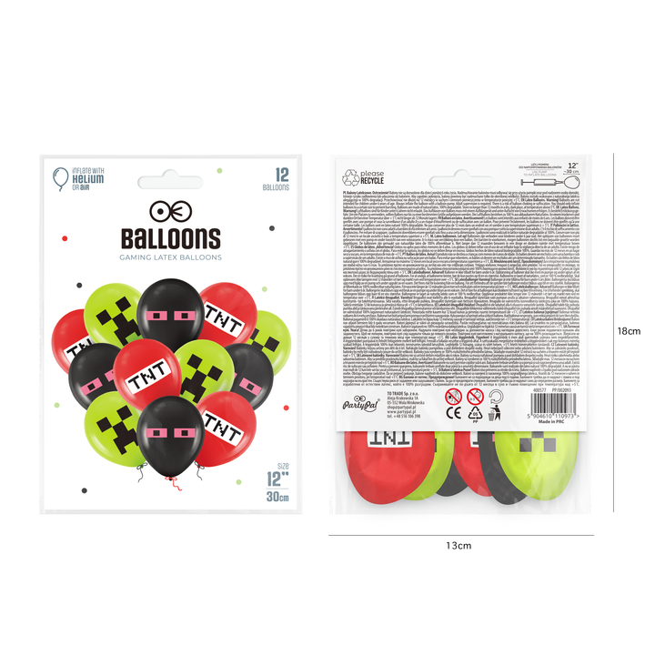 Balony 12cali kolorowe gamingowe 12szt