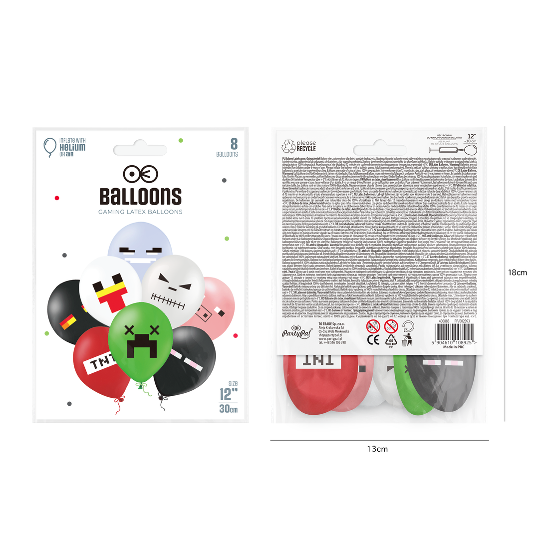 Balony 12cali mix color gamingowe 8szt