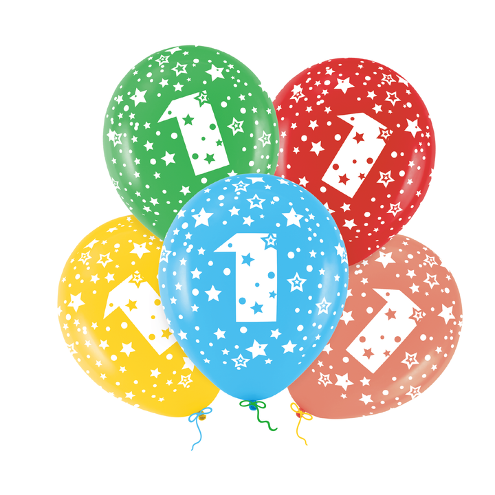 Balony kolorowe z cyfrą 1