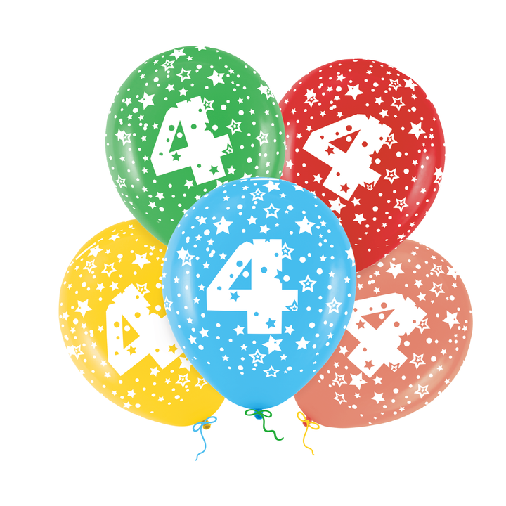 Balony kolorowe z cyfrą 4