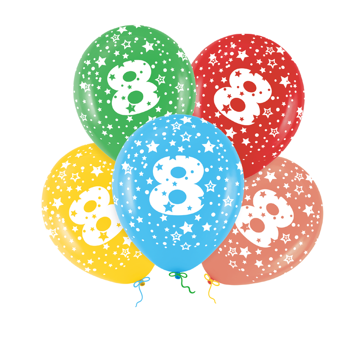 Balony kolorowe z cyfrą 8