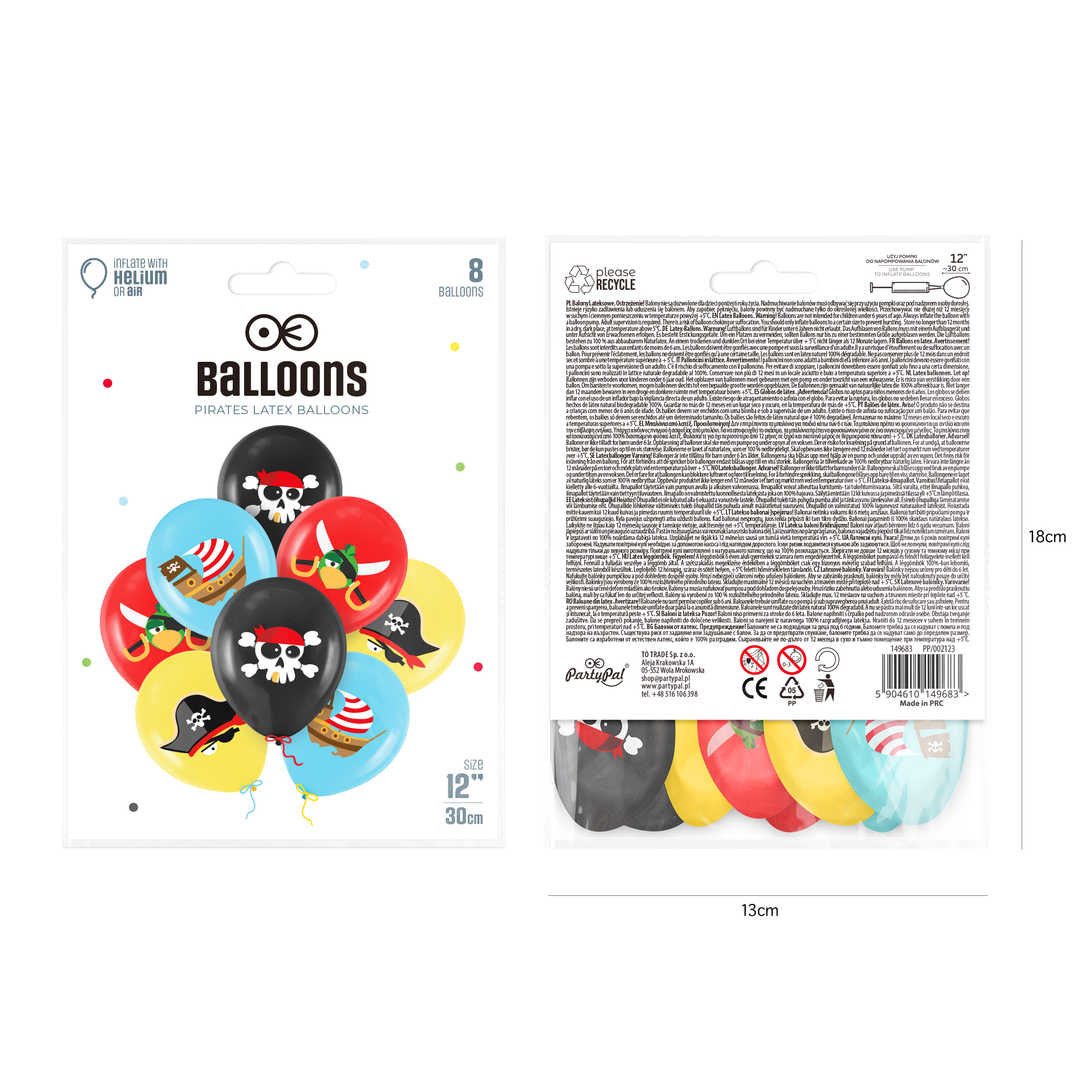 Balony Piraci 12cali 8szt. zestaw