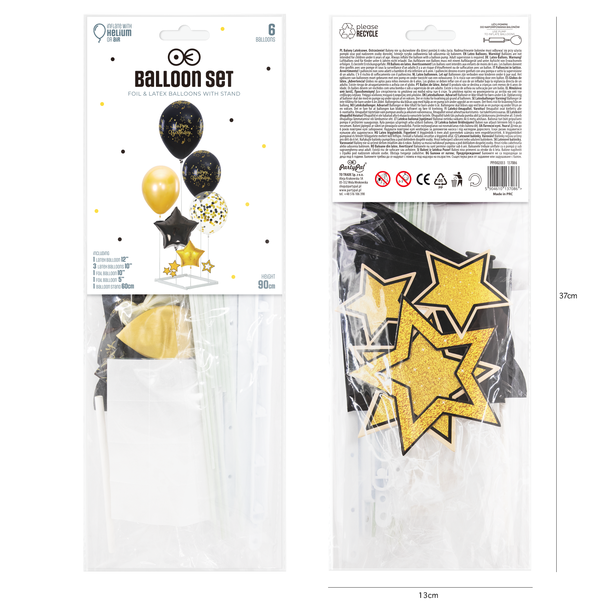 Geburtstagskarte Black & Gold, Karo-Streifen-Design, 11,6x16,6 Cm – Inkl. Goldenem Umschlag