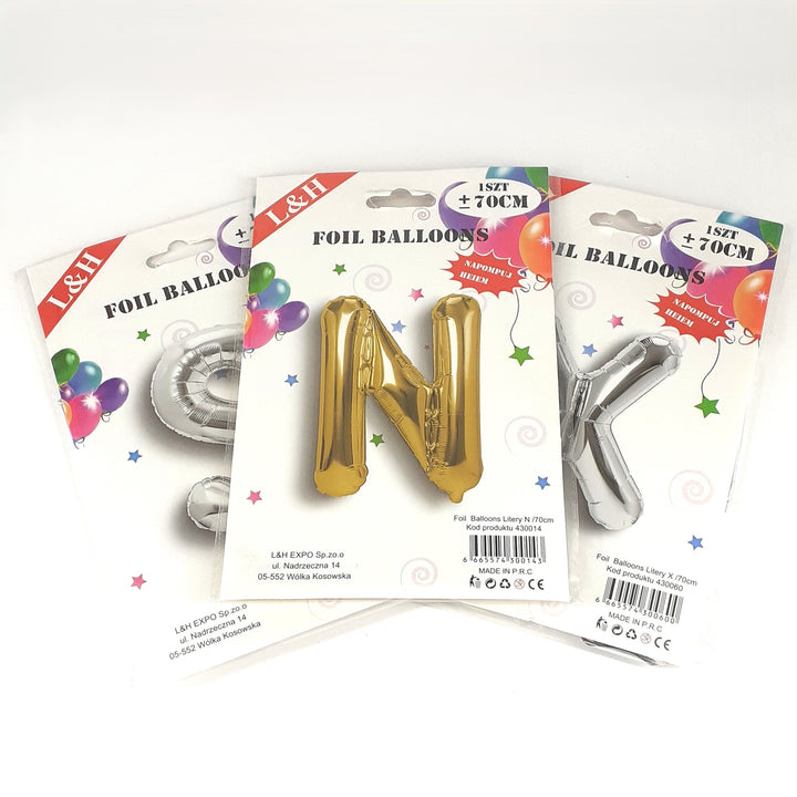 Balon foliowy litera E złoty 70cm L