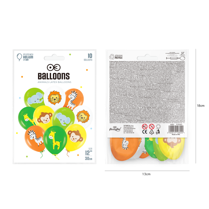 Balony Zwierzątka kolor mix 12cali 10szt.