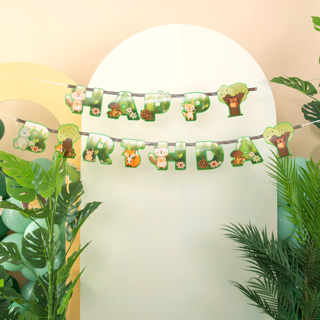 Baner Happy Birthday Leśni przyjaciele 210x16cm