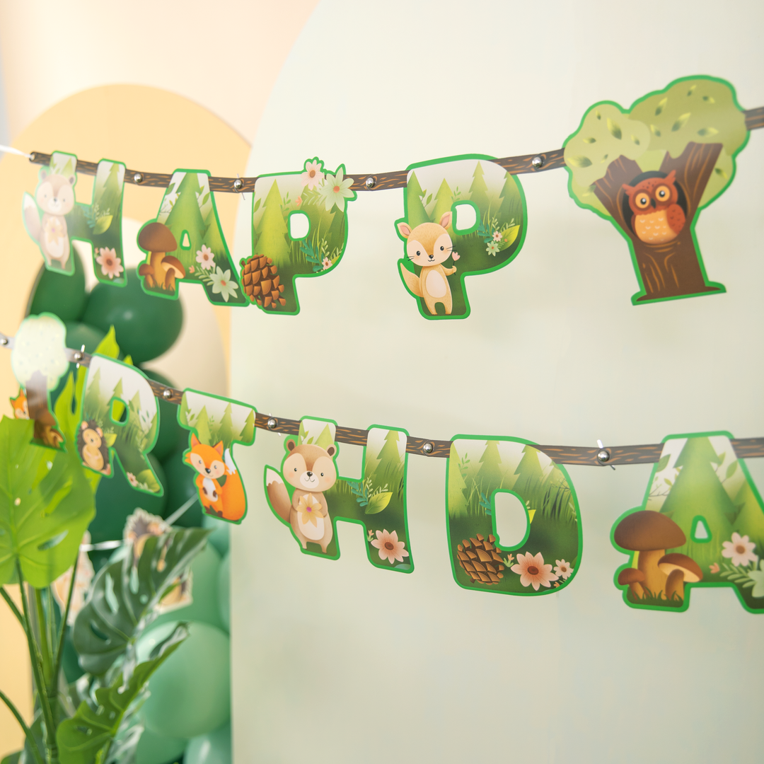 Baner Happy Birthday Leśni przyjaciele 210x16cm