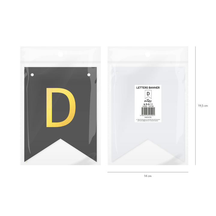 Baner personalizowany czarno-złoty litera D