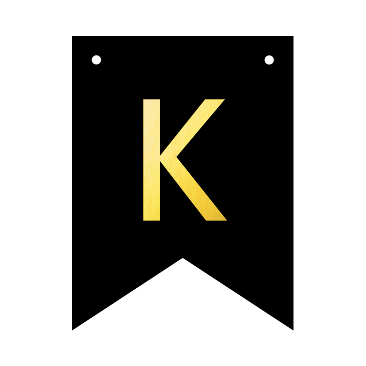Baner personalizowany czarno-złoty litera K