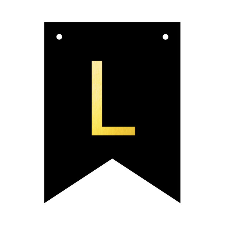 Baner personalizowany czarno-złoty litera L