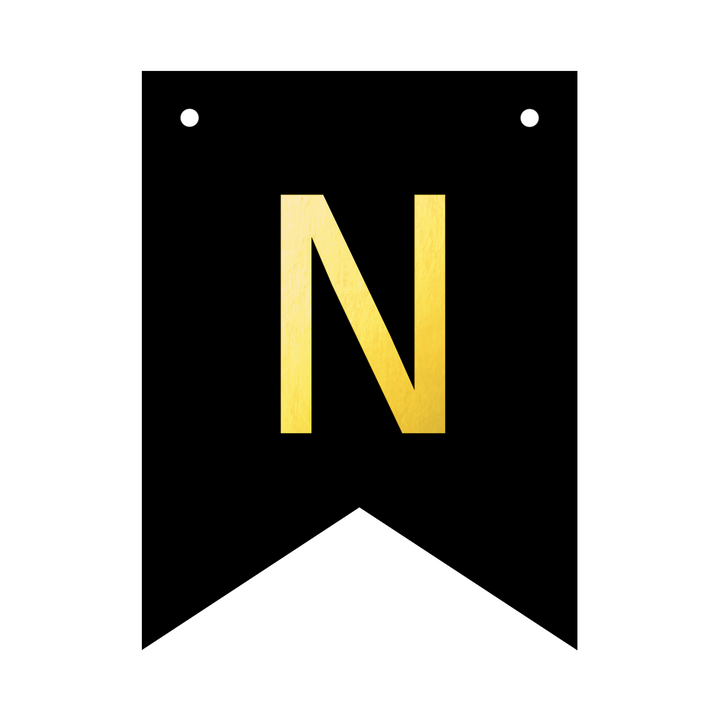 Baner personalizowany czarno-złoty litera N