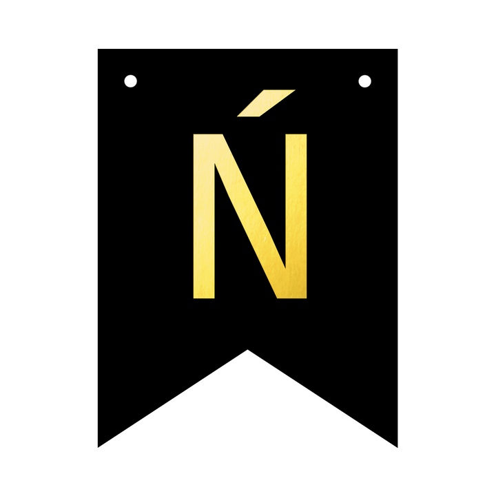 Baner personalizowany czarno-złoty litera Ń