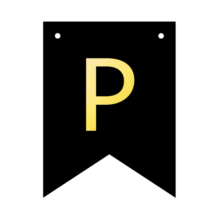 Baner personalizowany czarno-złoty litera P