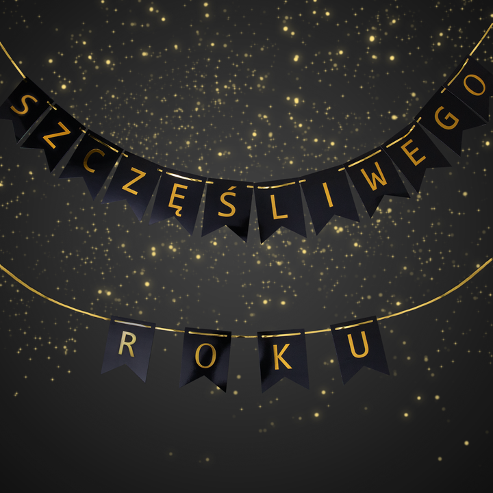 Baner personalizowany czarno-złoty litera W