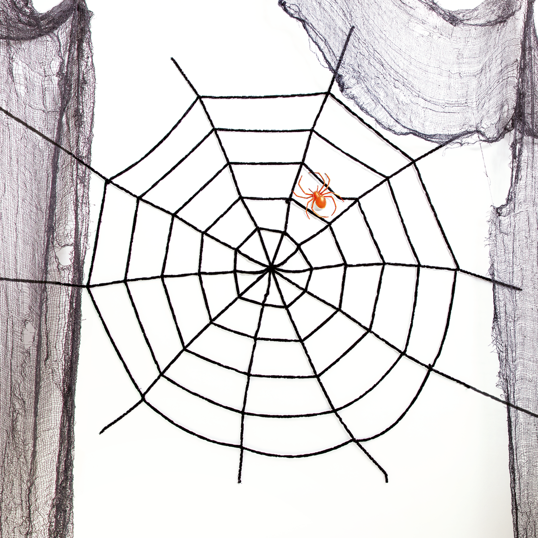 Dekoracja Halloween Pajęczyna pluszowa czarna 150cm