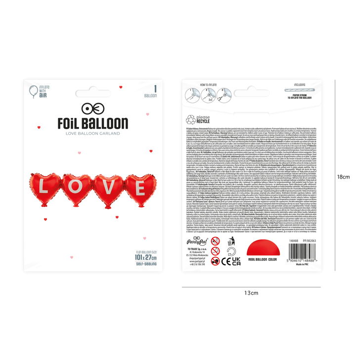 Girlanda balonowa Serca Love 101x27cm