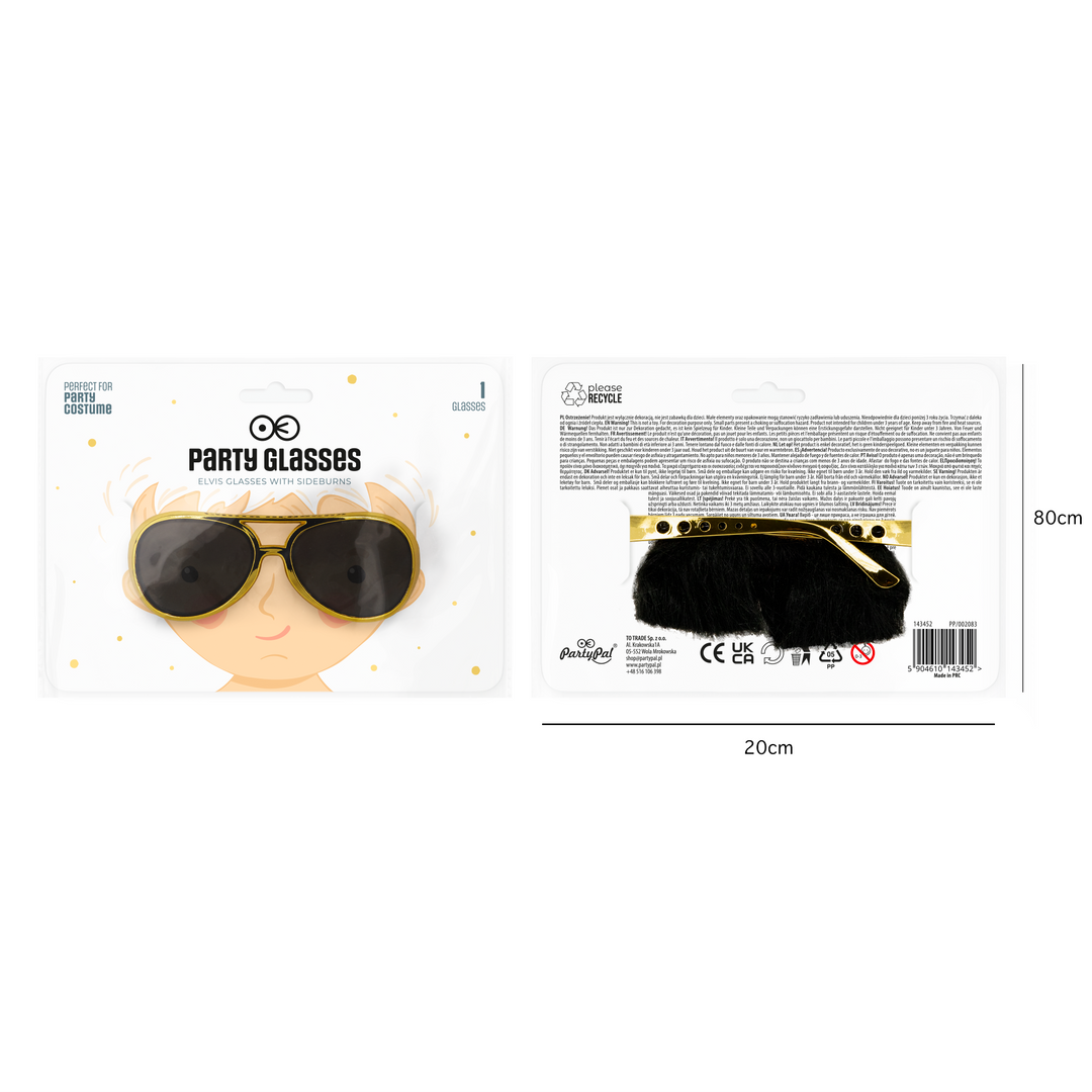 Imprezowe okulary Elvisa z bokobrodami 1szt.