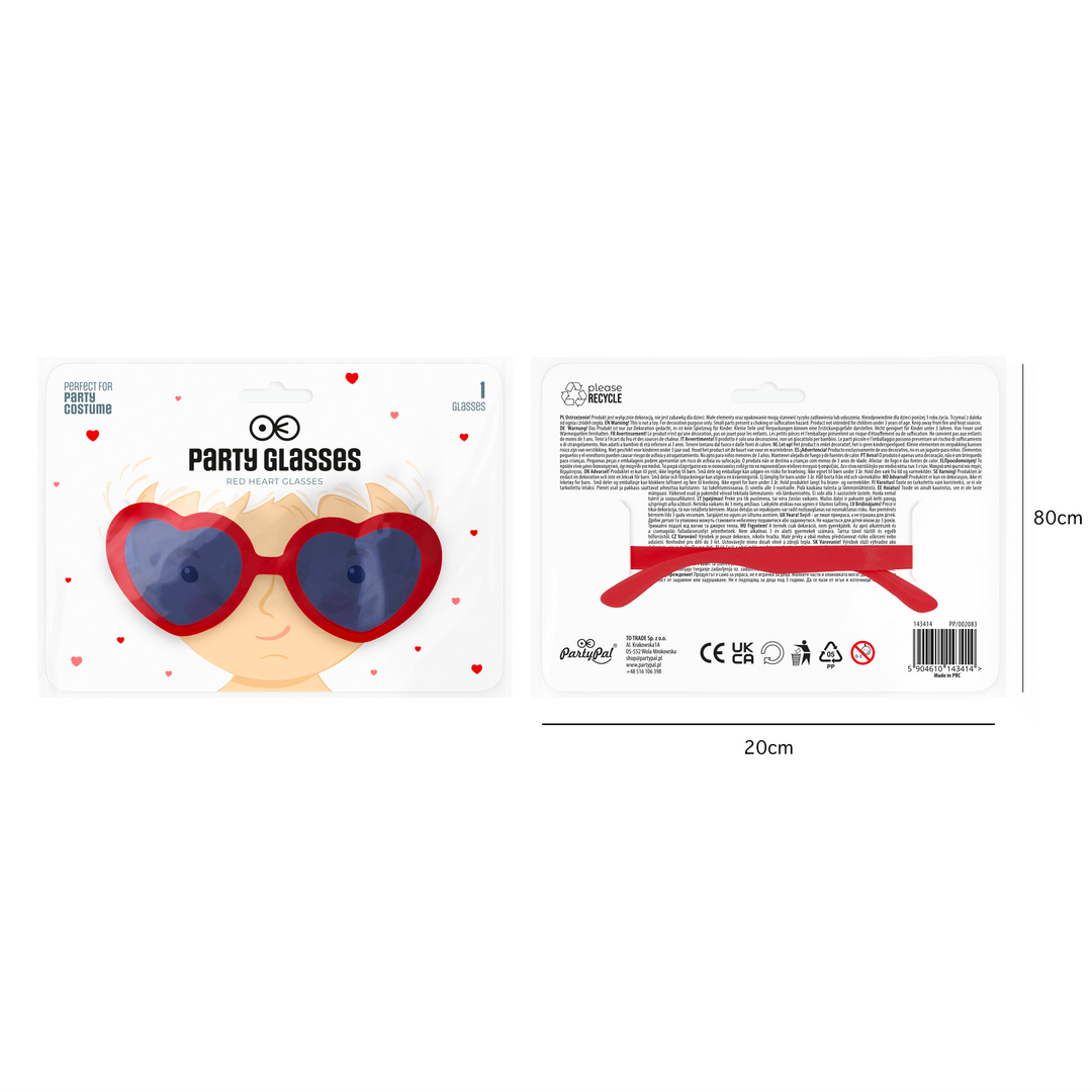 Imprezowe okulary Serca czerwone 1szt.