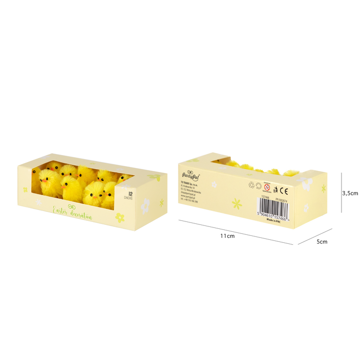 Dekoracje wielkanocne pudełko Kurczak 3 cm / 12 szt. - OUTLET