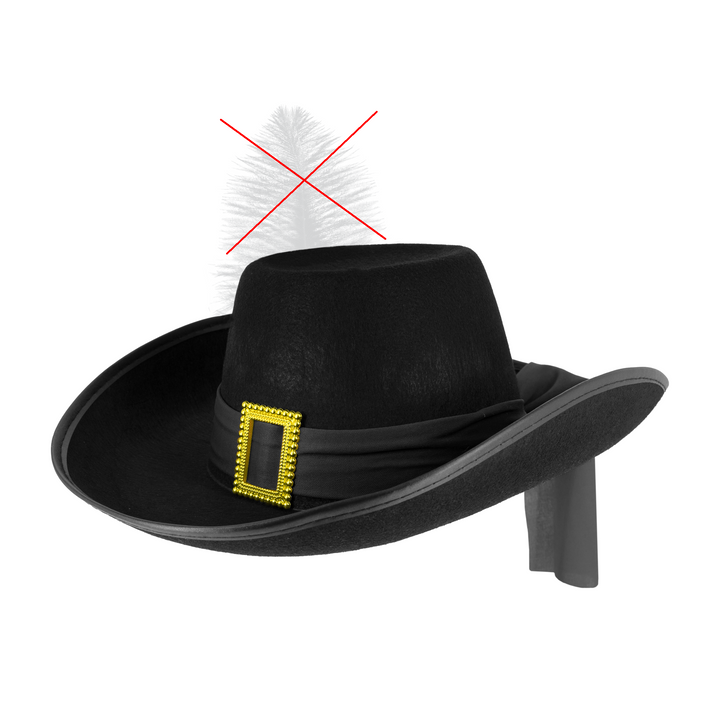 Black Musketeer Hat with Sash - OUTLET