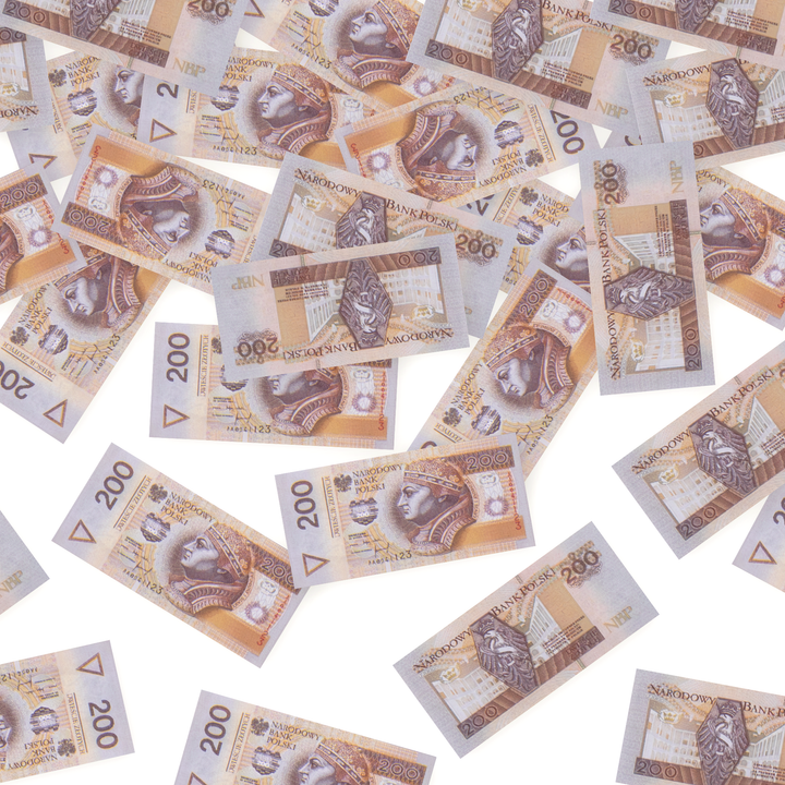 Konfetti banknoty 200 Złotych 40cm