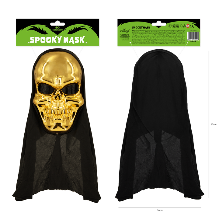 Maska Halloween Czaszka złota 42x16cm