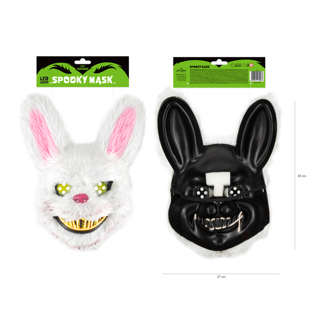 Maska Halloween Królik LED mix kolorów 25x32cm