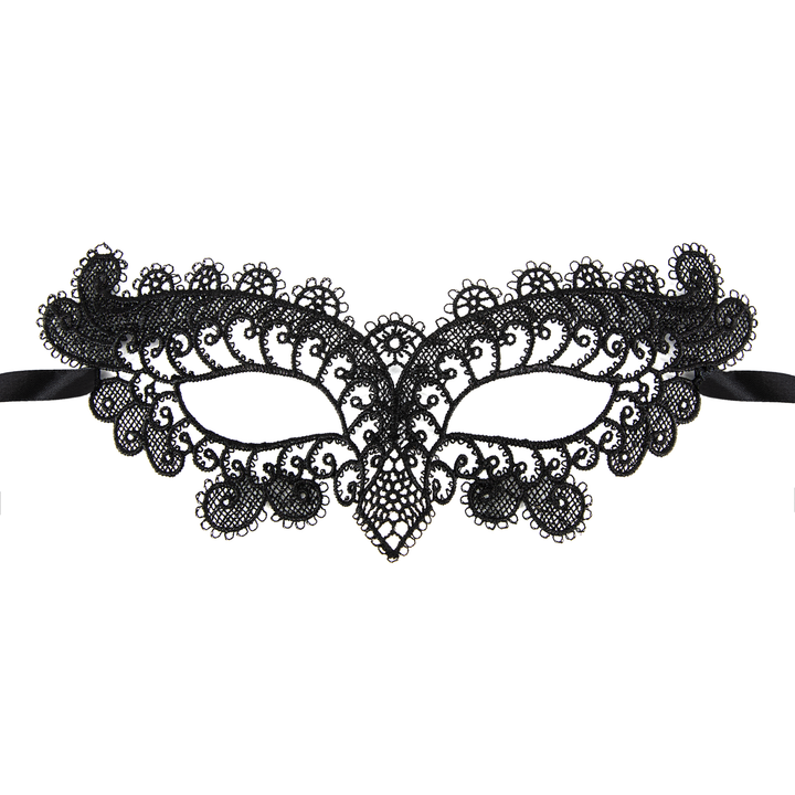 Maska wenecka Sowa koronkowa czarna 22x9cm - OUTLET