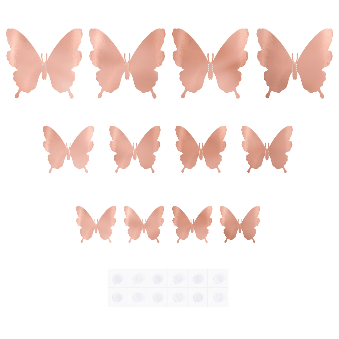 Naklejki na ścianę 3D Motyle rose gold 12szt.