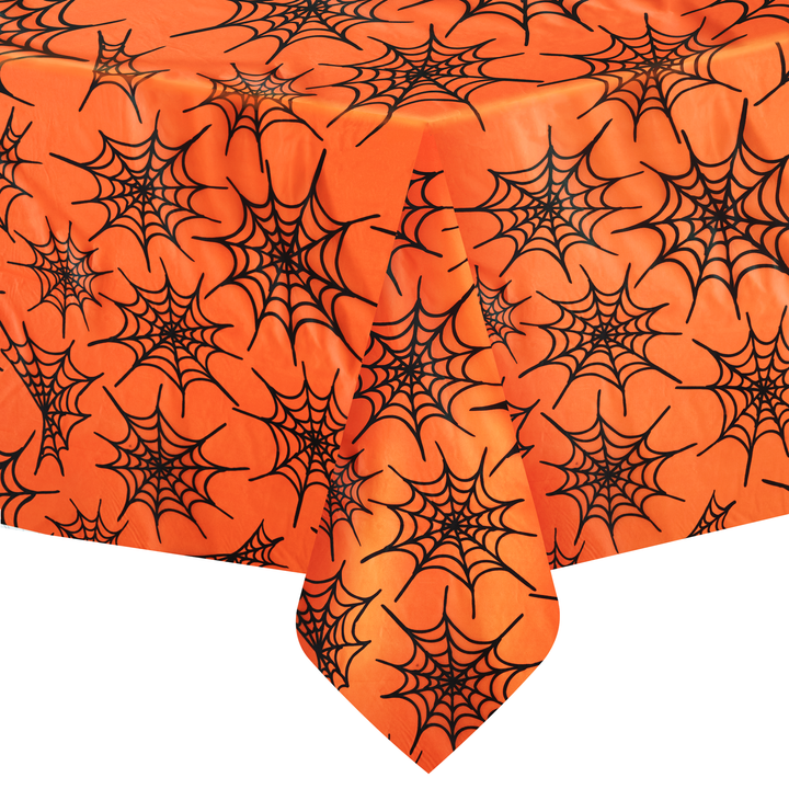 Obrus Halloween pajęczyny pomarańczowo-czarny 137x274cm