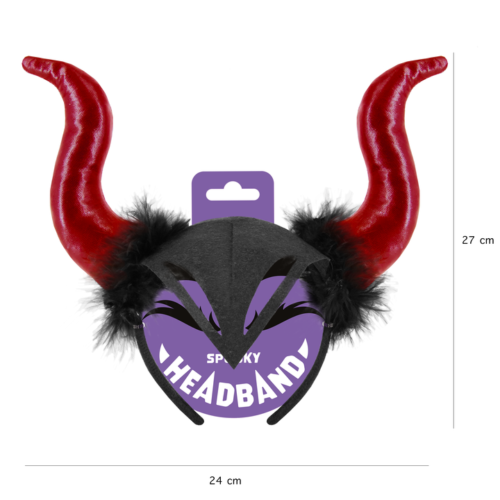 Opaska Halloween Diablica czarno-czerwona 27x23cm