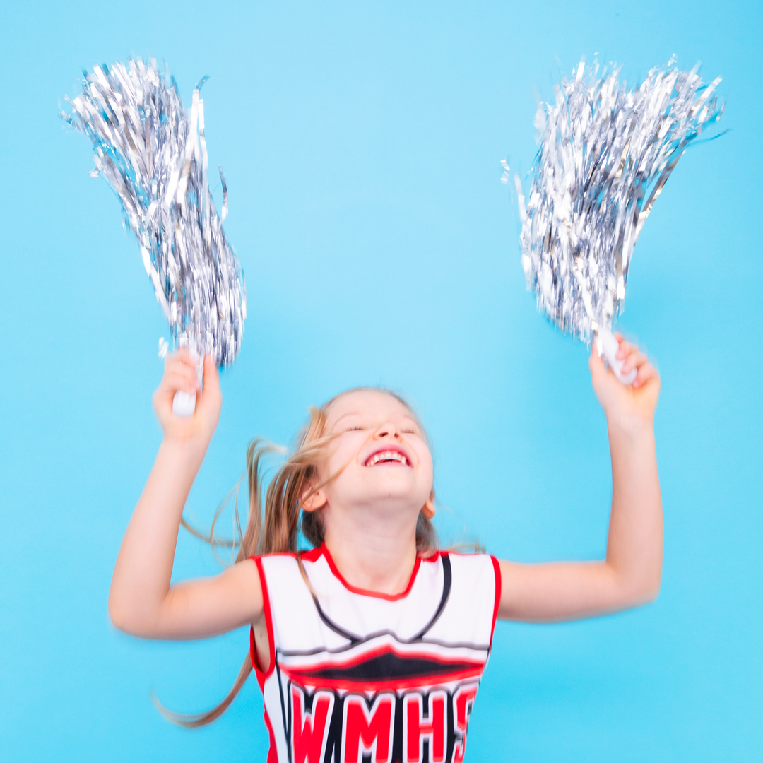 Pompony cheerleaderki srebrne 2szt.