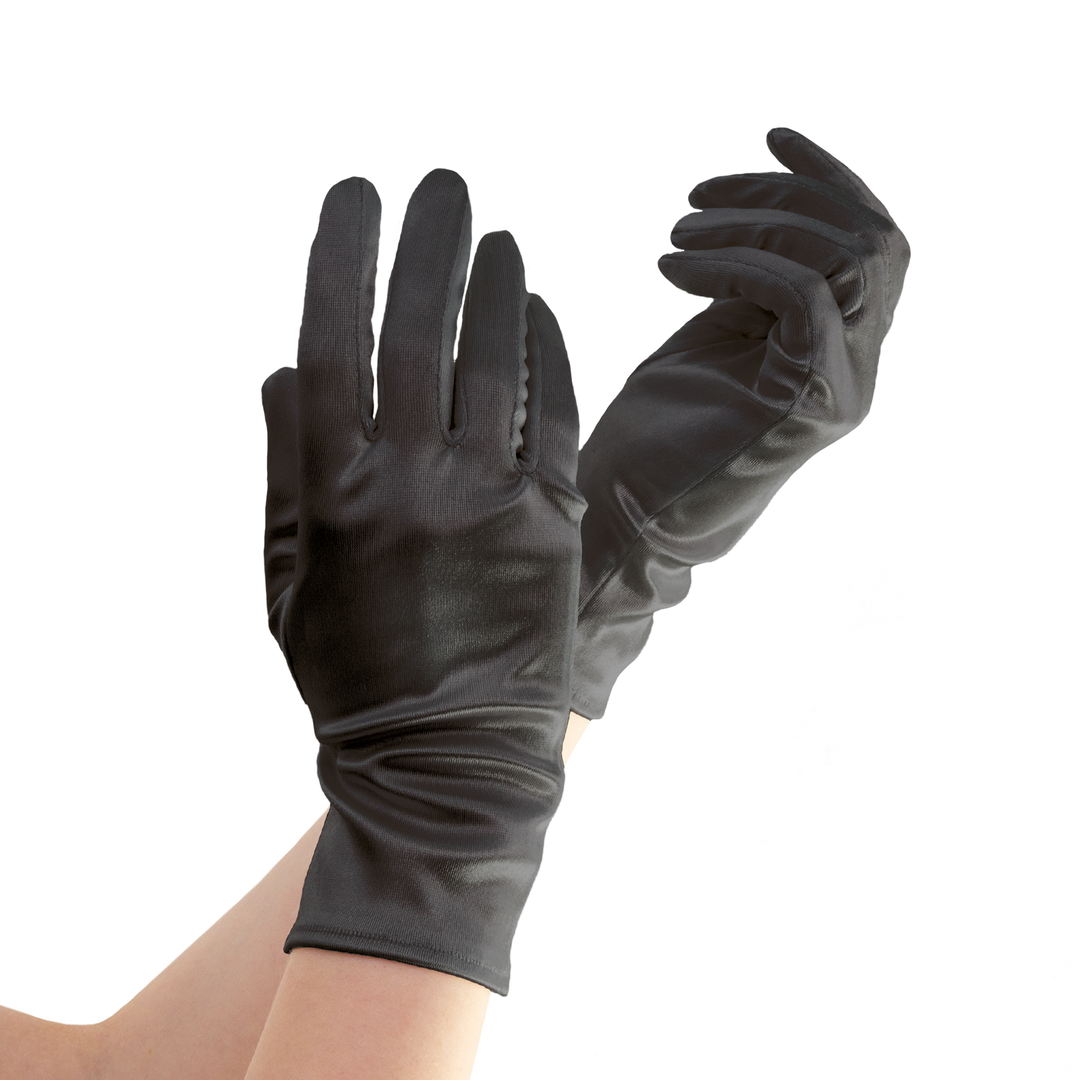 Schwarze Satinhandschuhe, 24 cm – Party Pal