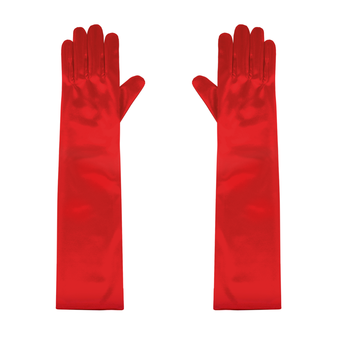 Lange rote Satinhandschuhe, 40 cm – Party Pal