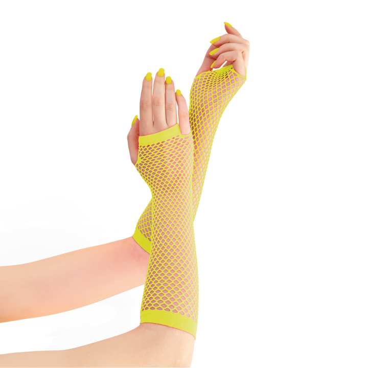 Rękawiczki z siatki bez palców neonowe żółte 24cm - OUTLET