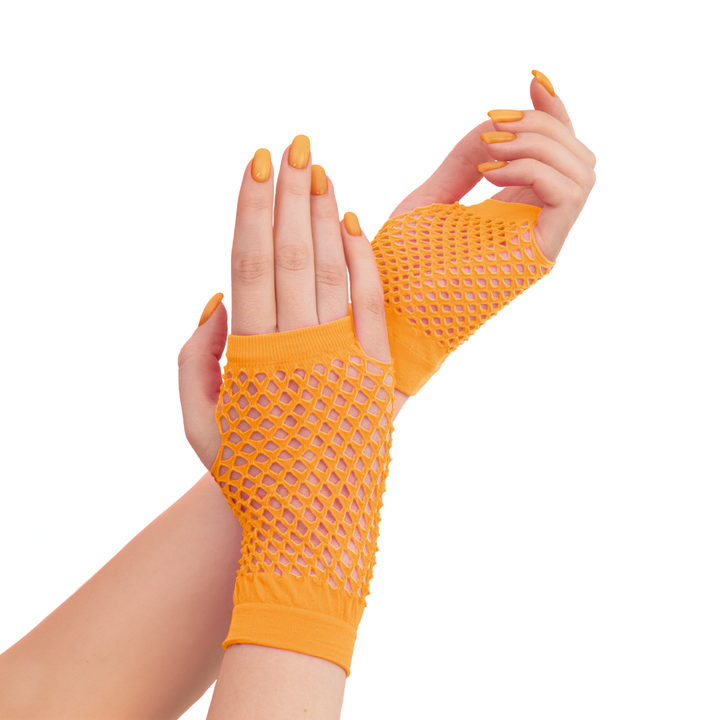 Rękawiczki z siatki bez palców neonowe pomarańczowe 11cm