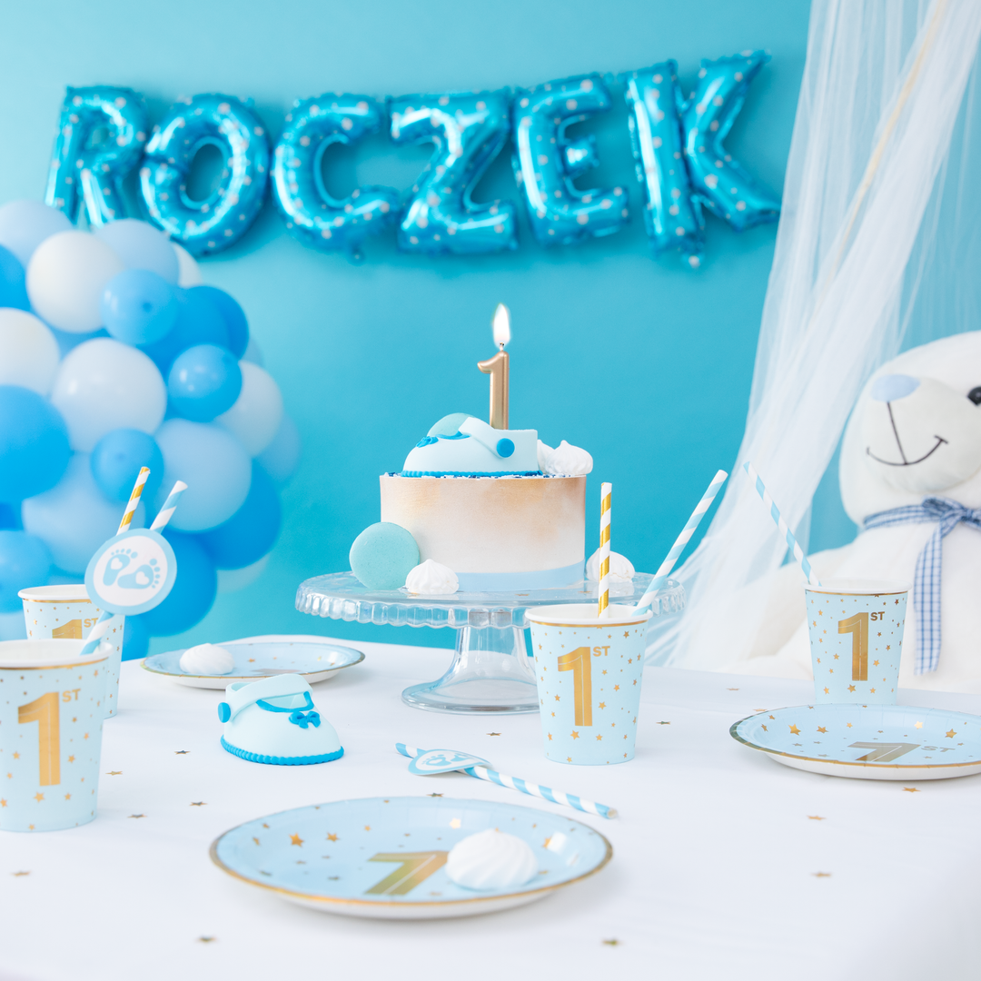 Balon foliowy napis ROCZEK niebieskie w gwiazdki