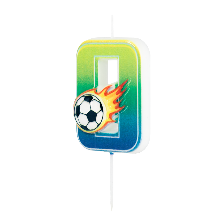 Świeczka na tort Football cyfra 0