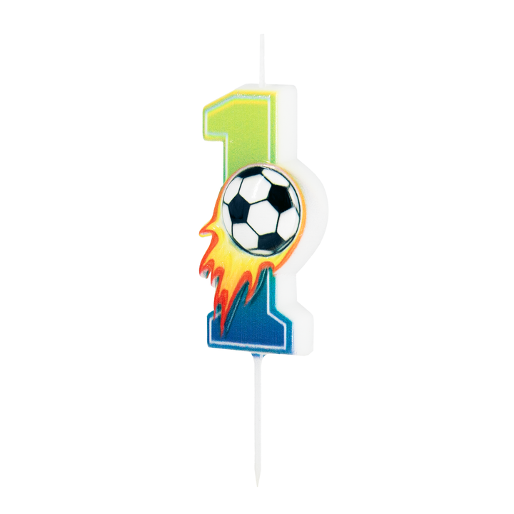 Świeczka na tort Football cyfra 1