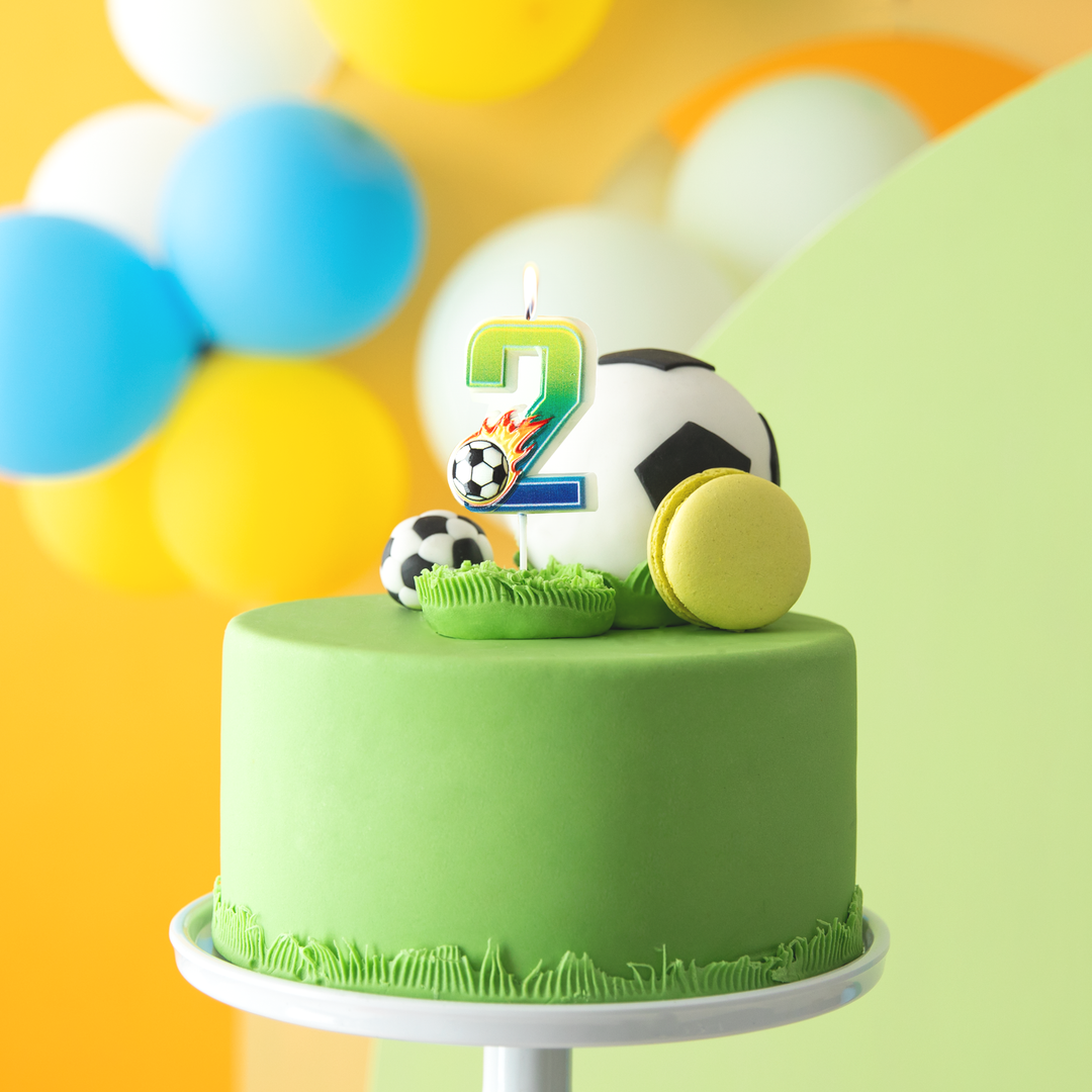 Świeczka na tort Football cyfra 2