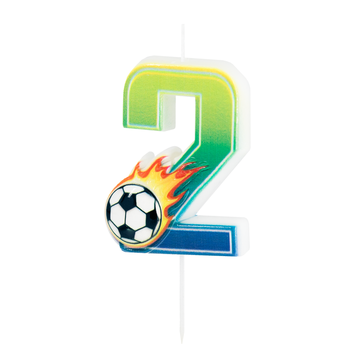 Świeczka na tort Football cyfra 2