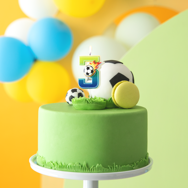 Świeczka na tort Football cyfra 3