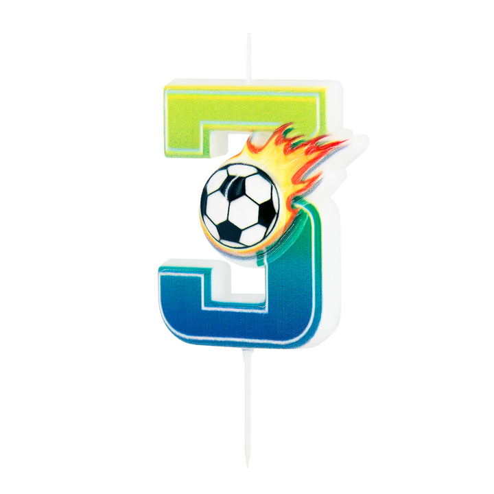 Świeczka na tort Football cyfra 3