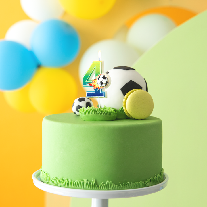 Świeczka na tort Football cyfra 4
